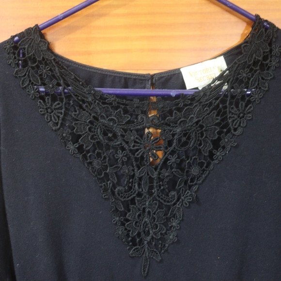 Victoria’s Secret Vintage 90s Black Bodysuit Gold Label Lace V-Neck Medium - Picture 12 of 15